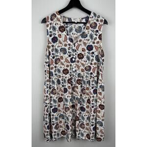 Studio B by Bobeau Shirt Dress Womens Size 1X White Sleeveless Floral Spring
